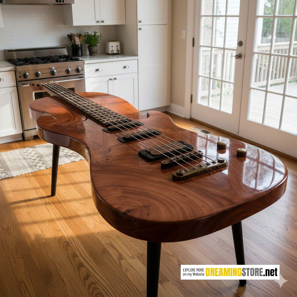 Guitar-shaped dining tables