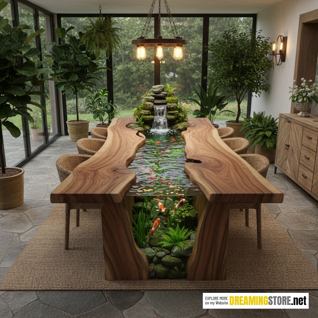 Wooden Dining Tables Have Built-in Rivers