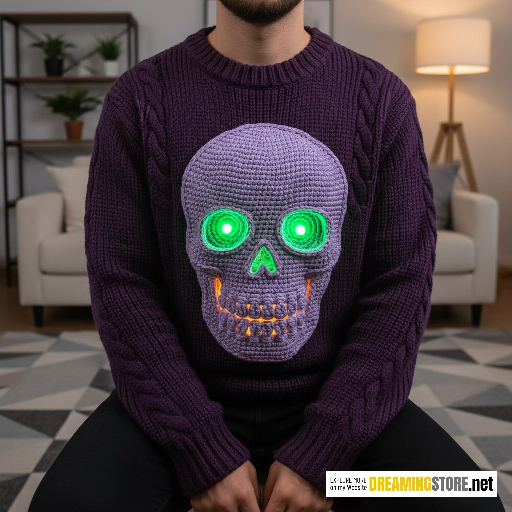 3D Crochet Skull Sweater