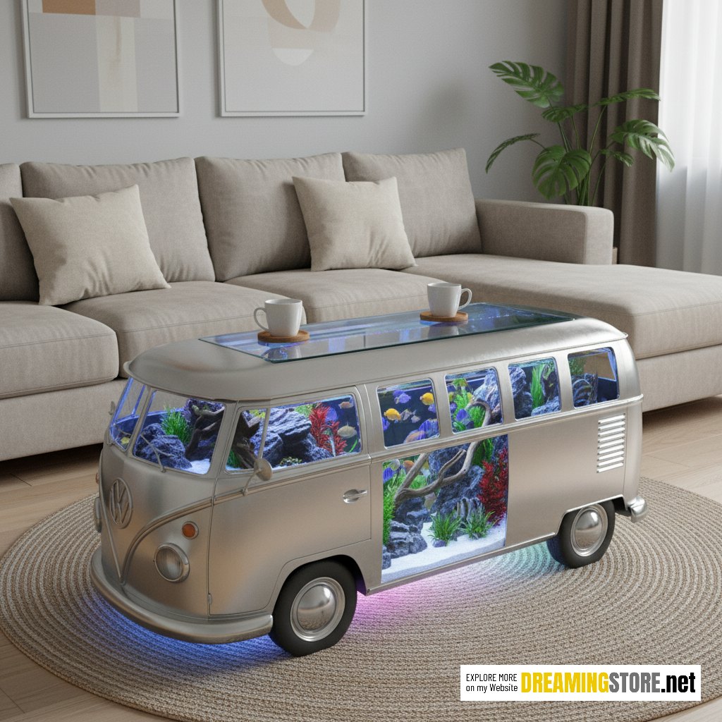 Volkswagen bus aquarium coffee tables