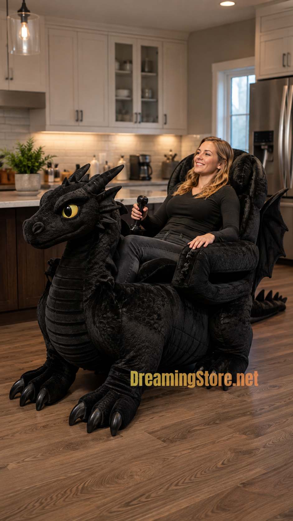 fluffy dragon-shaped recliner