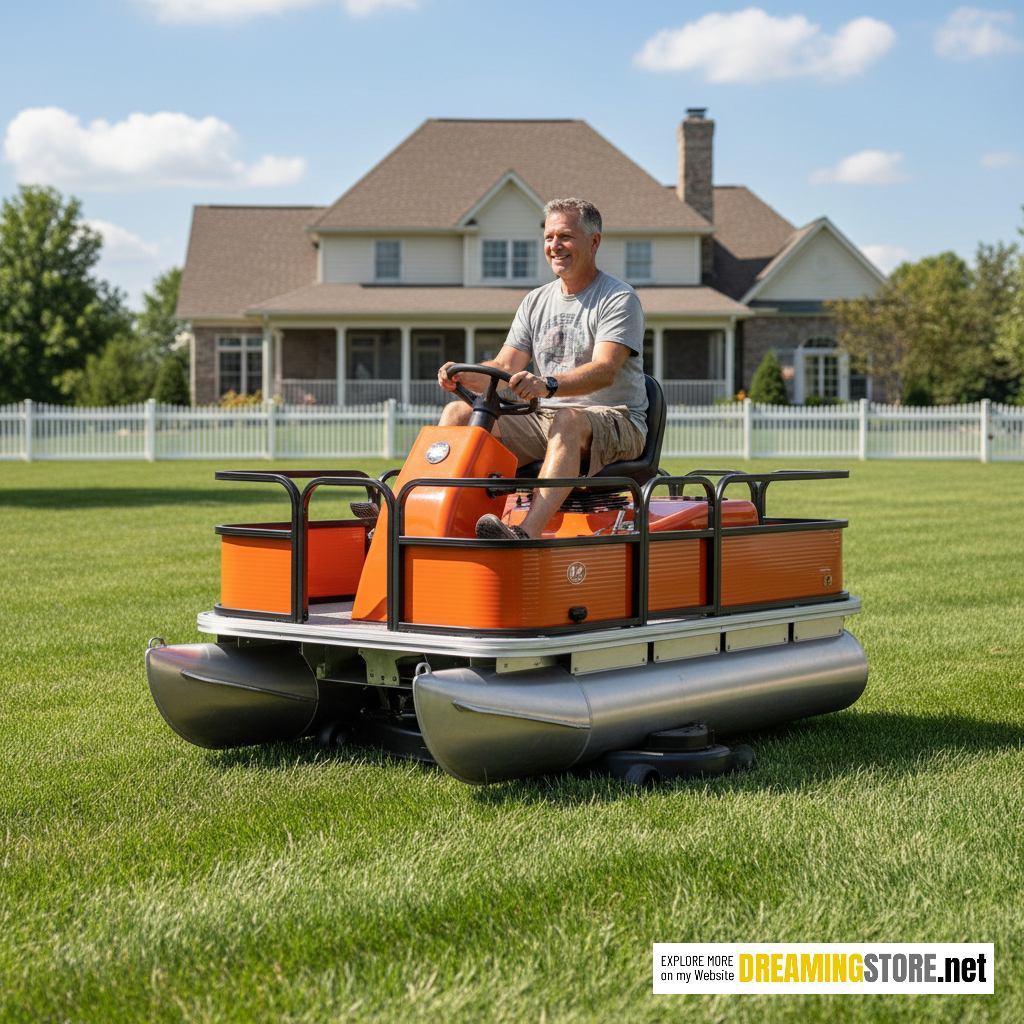 pontoon boat riding lawn mower