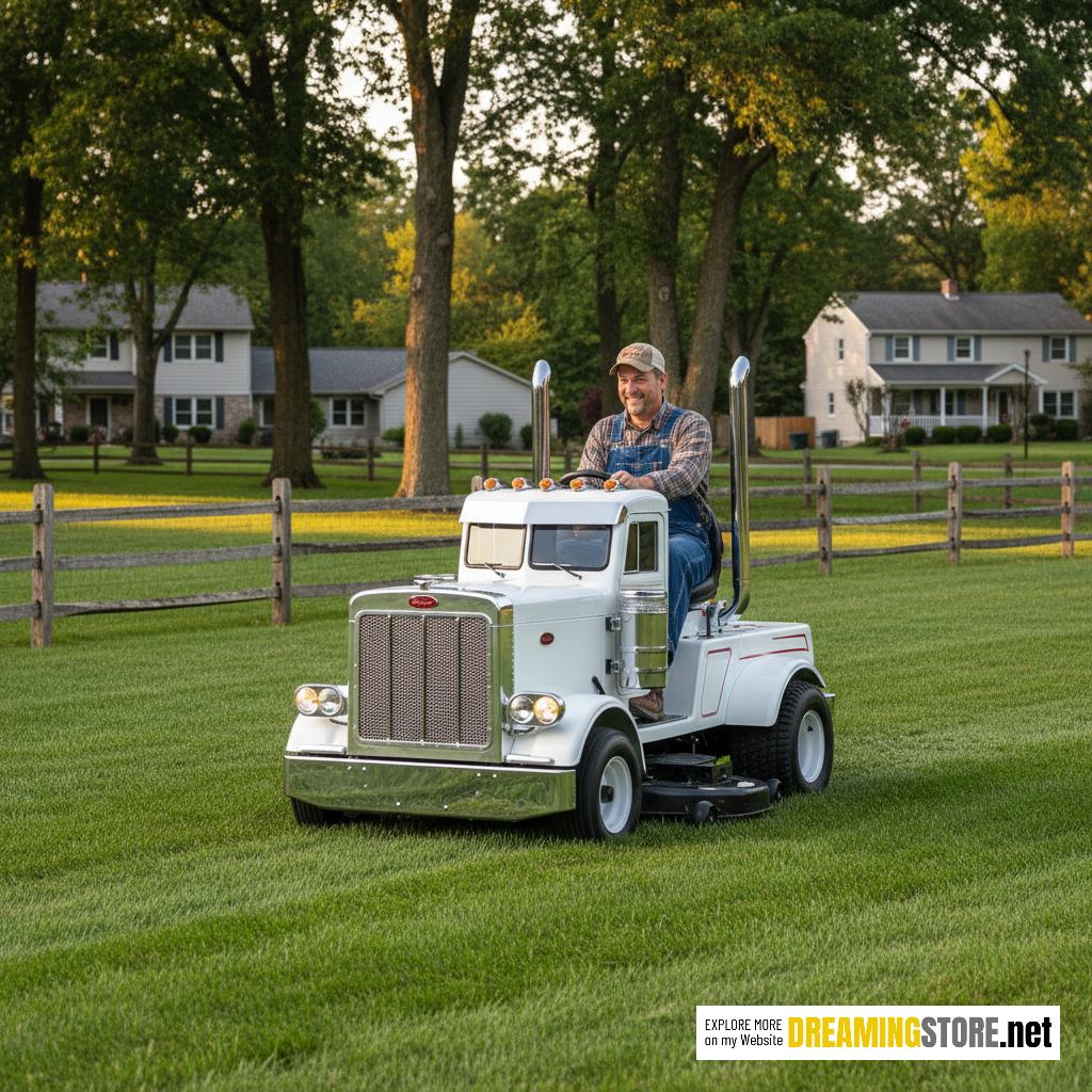 semi truck riding mower