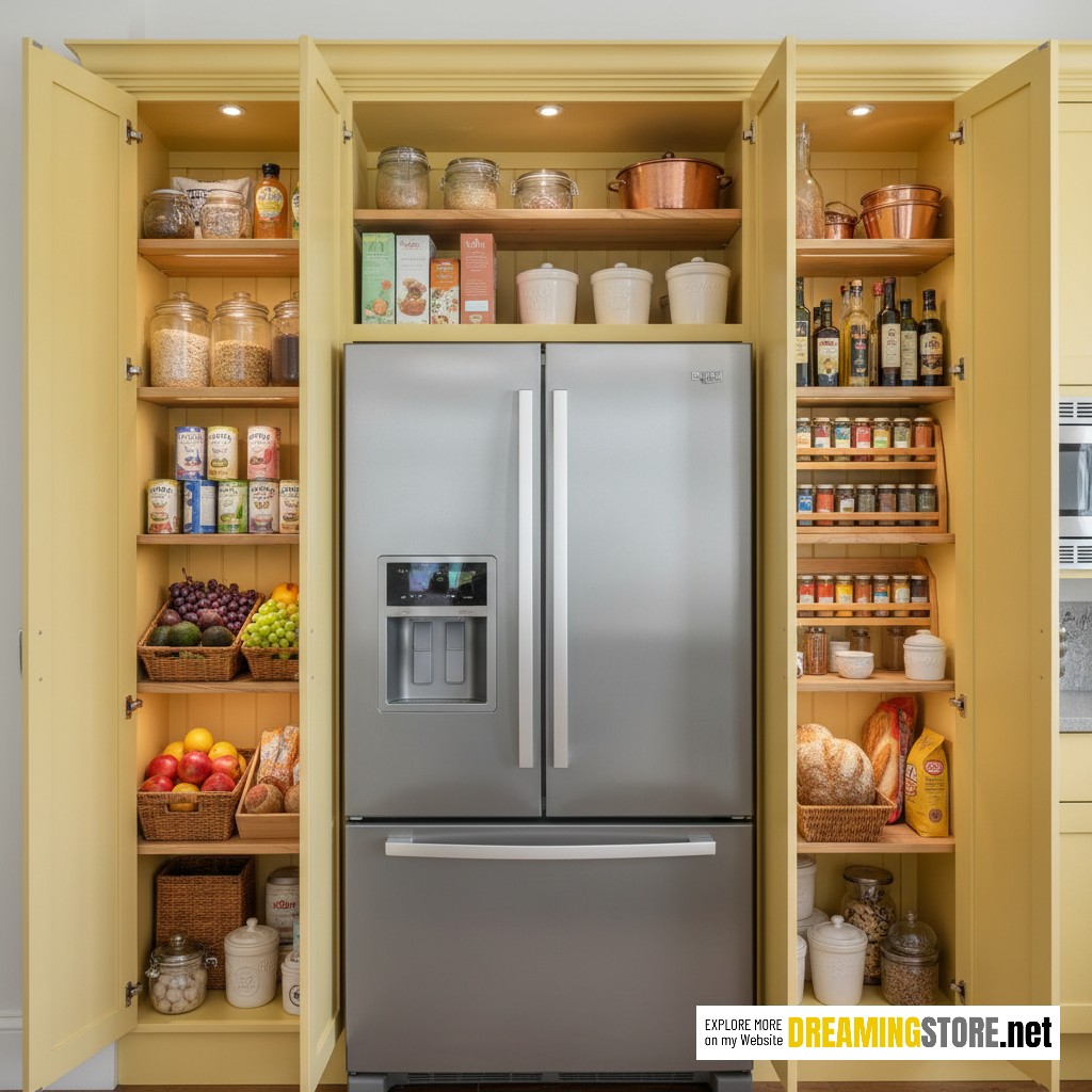 wrap-around refrigerator pantry