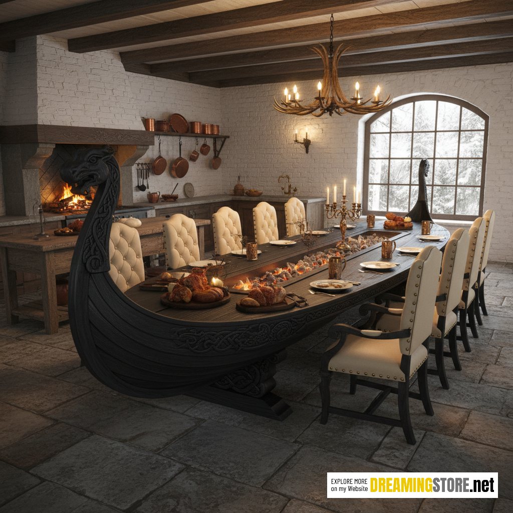 viking ship dining table