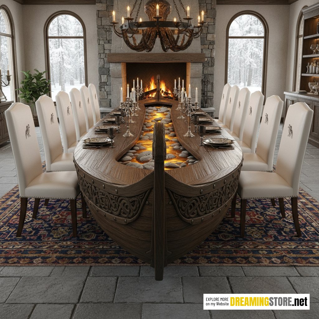 viking ship dining tables