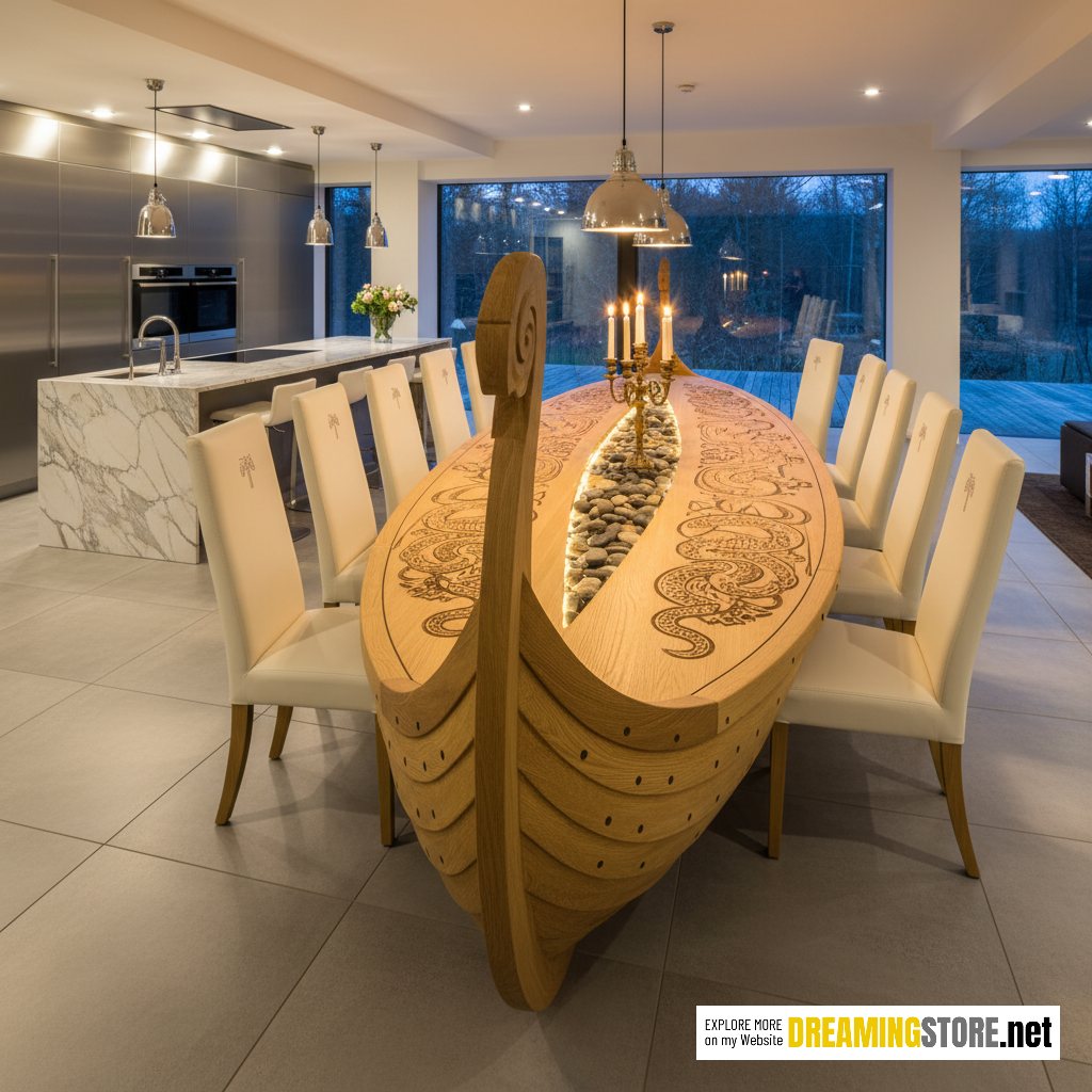 viking ship dining tables