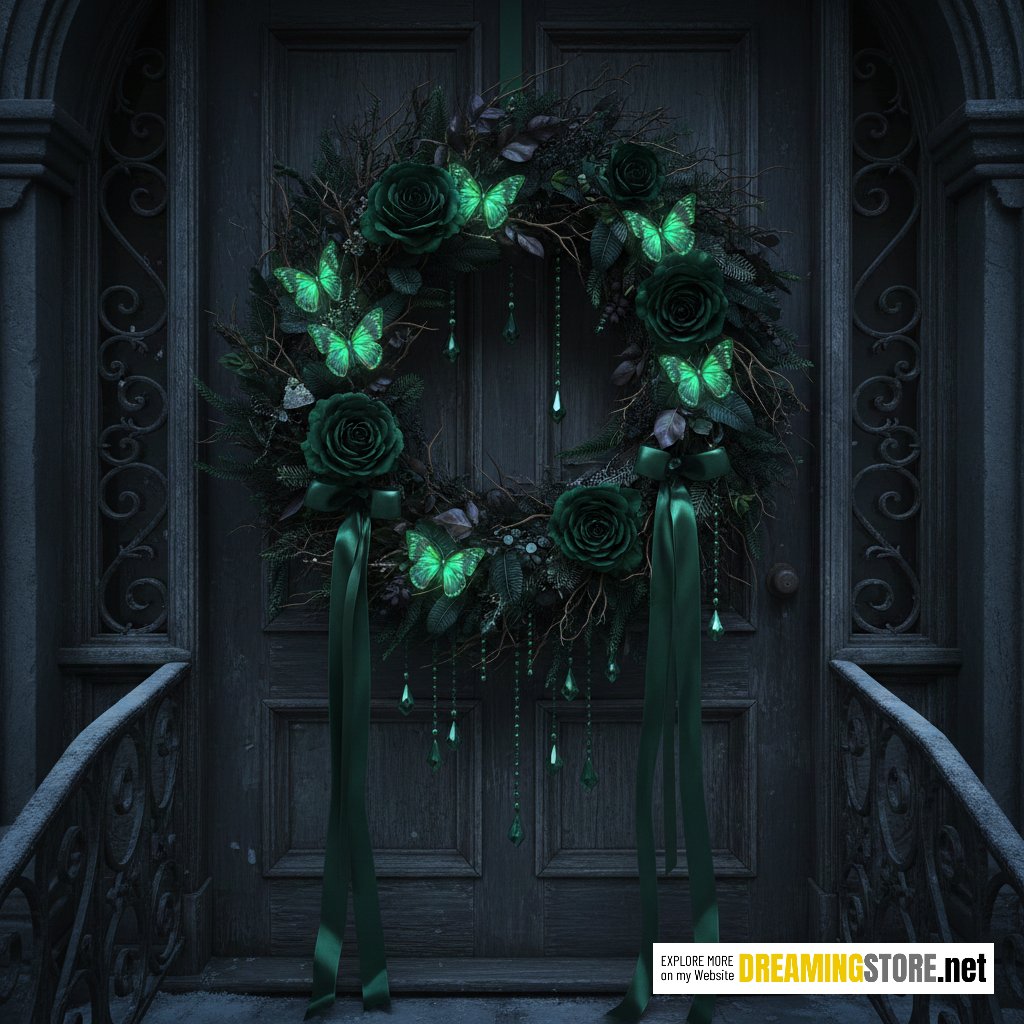Gothic Butterfly Christmas Wreath