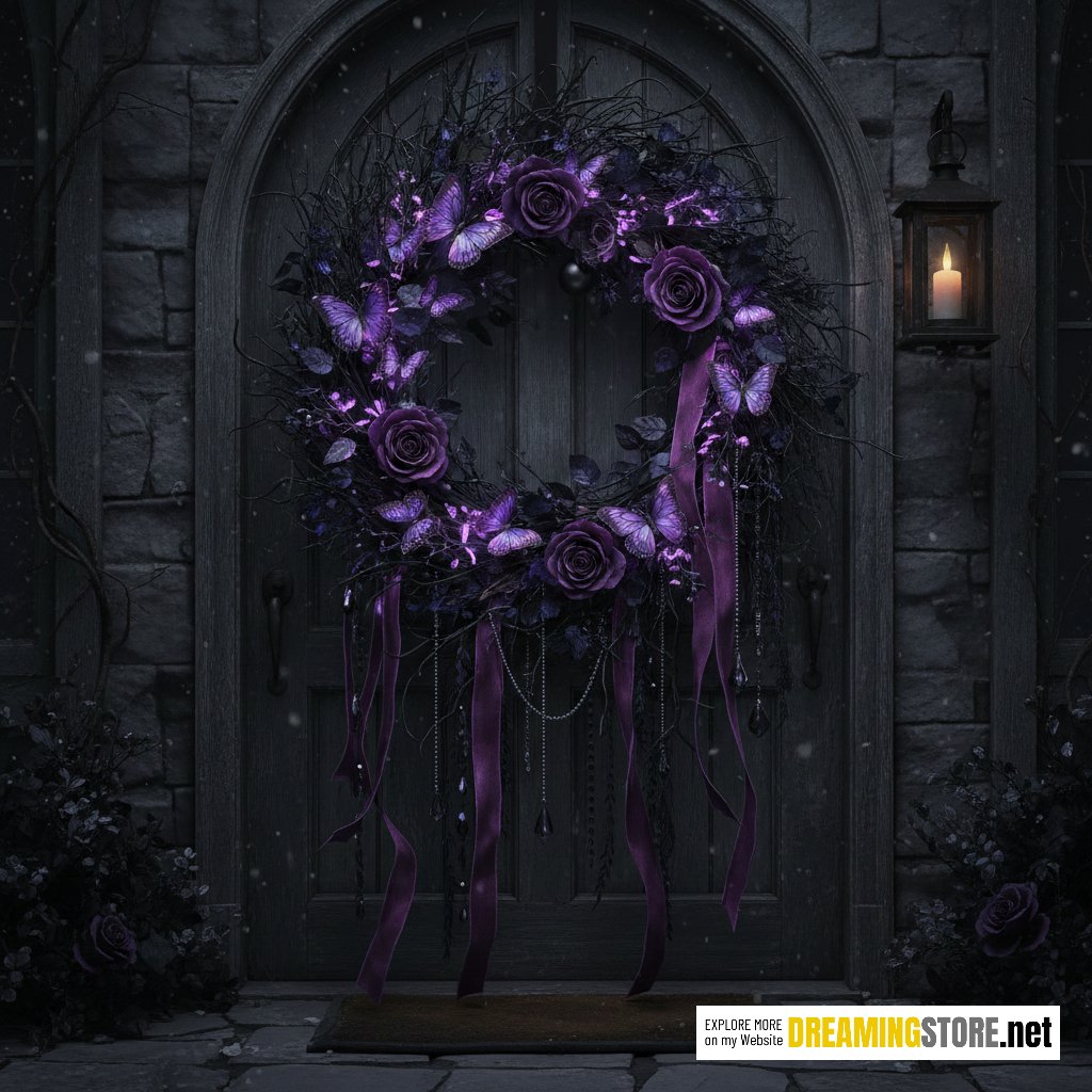 Gothic Butterfly Christmas Wreath