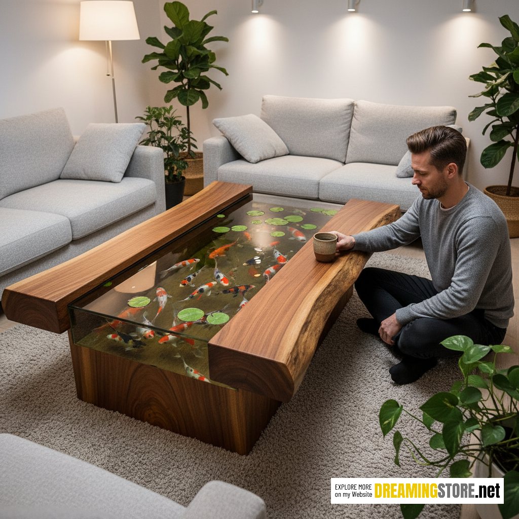Koi pond coffee table