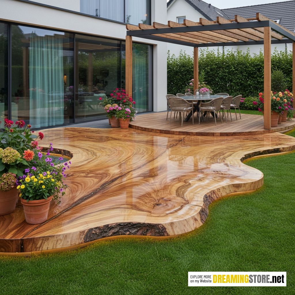 live edge wood patios