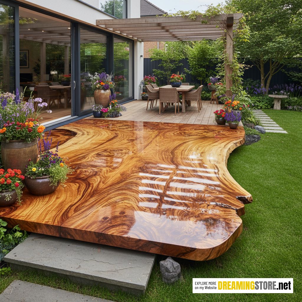 live edge wood patios