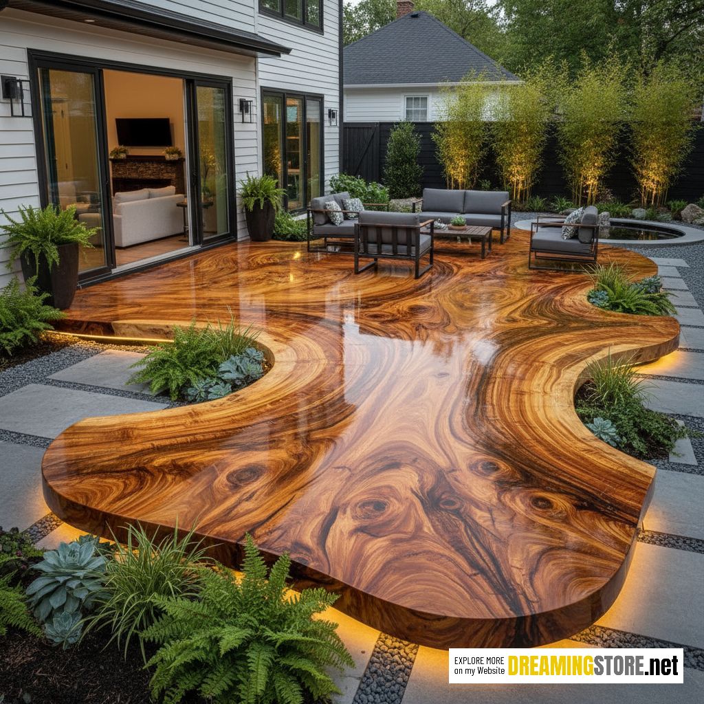 live edge wood patio flooring