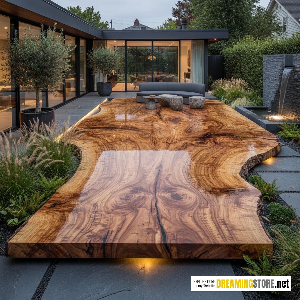 live edge wood patio flooring