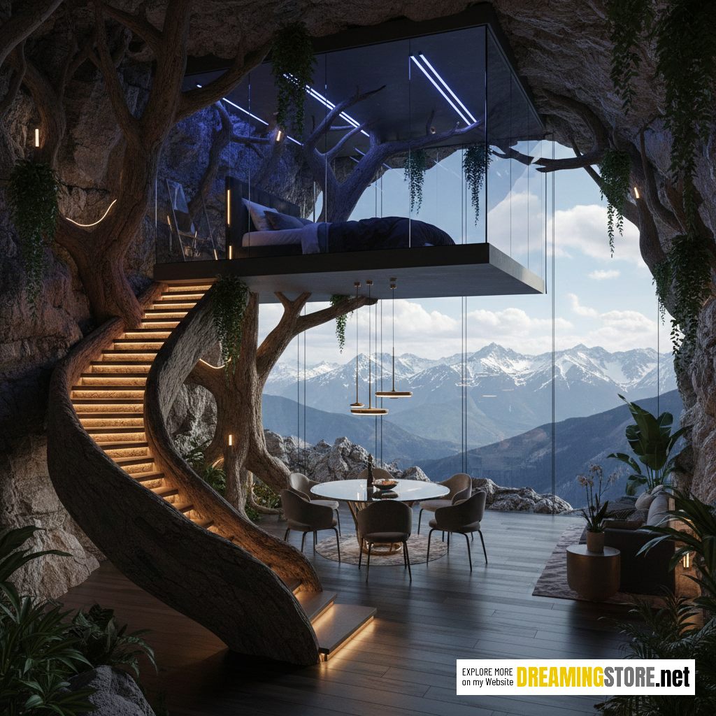 Stunning Treehouse Loft Built Into Stone