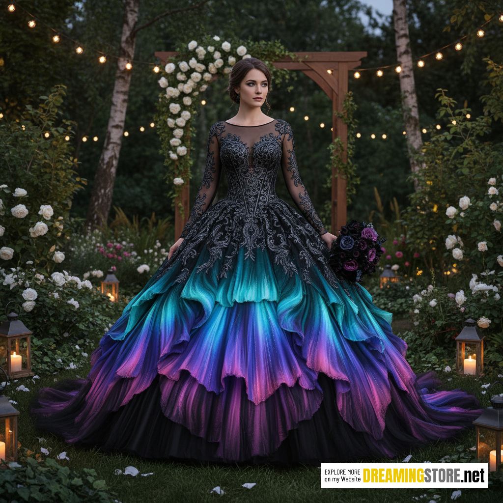 gothic black aurora borealis dress