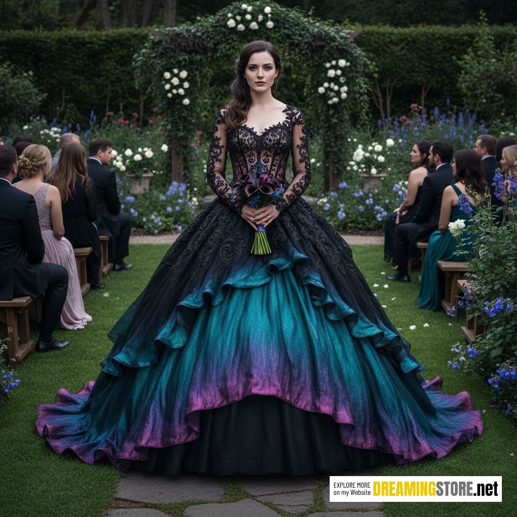 gothic black aurora borealis dress