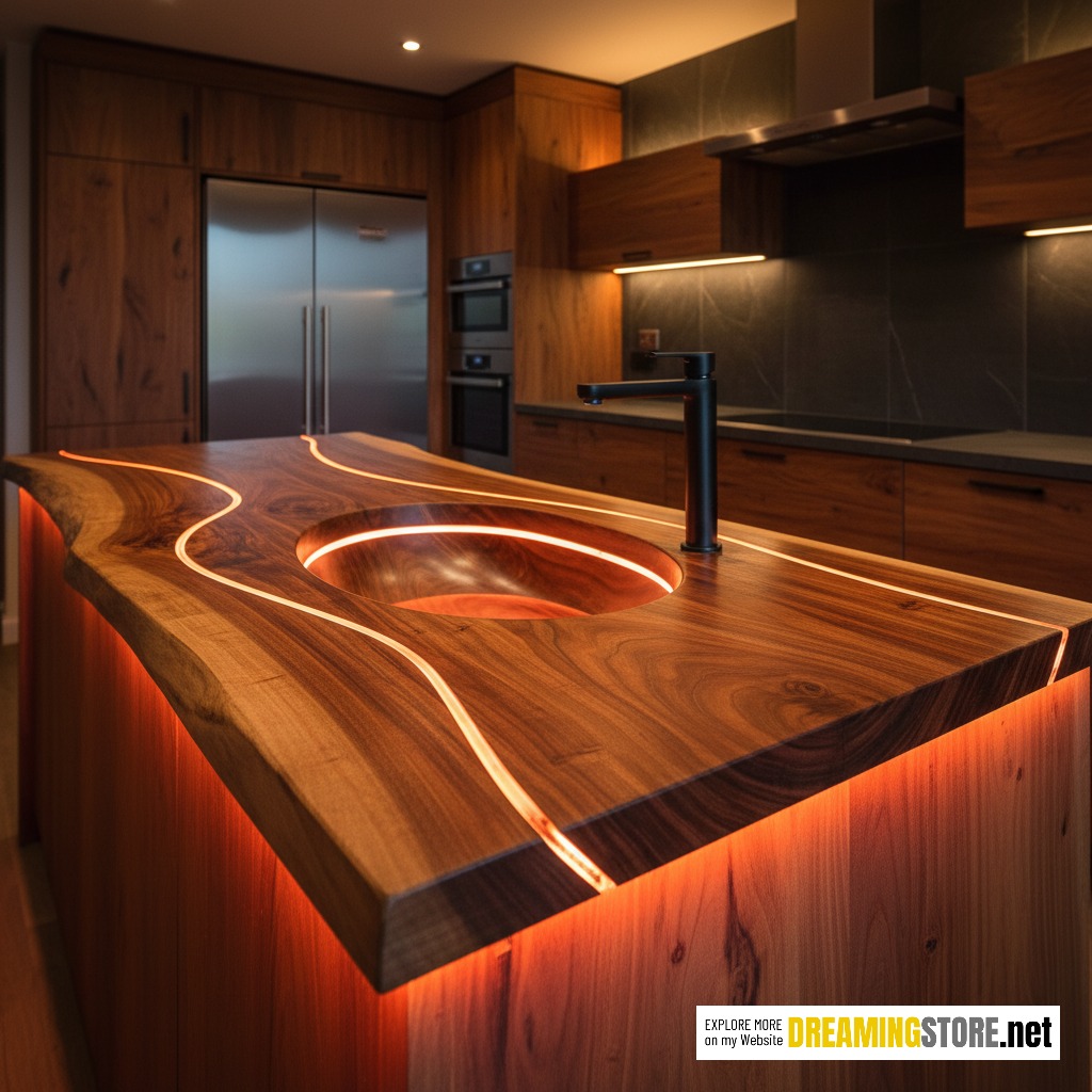 illuminating wood countertops