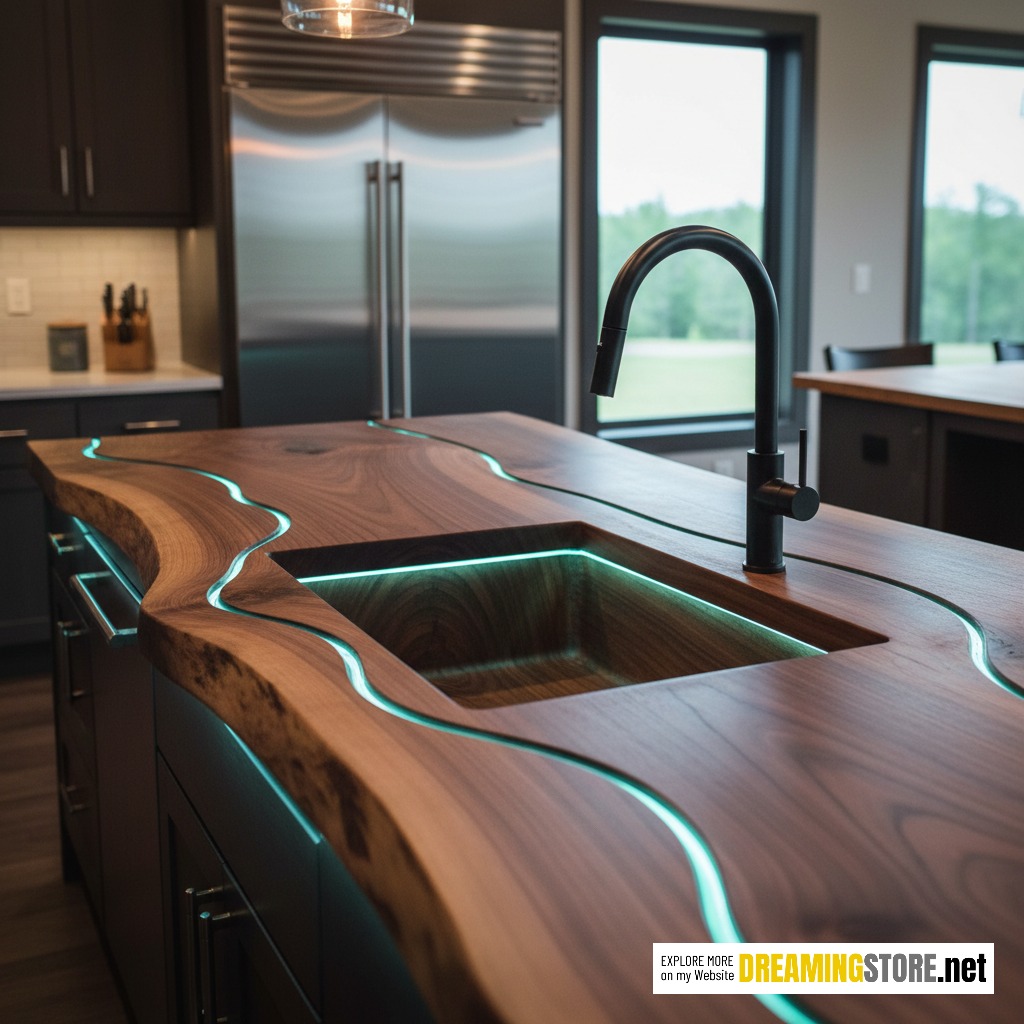 illuminating wood countertops