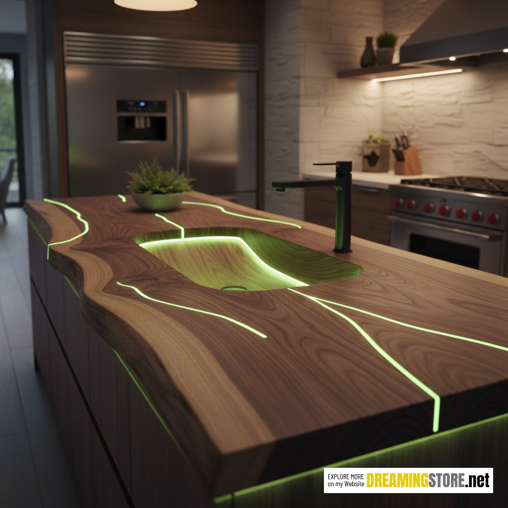 Illuminated Wood Countertop