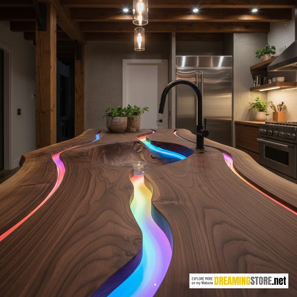 Illuminated Wood Countertop