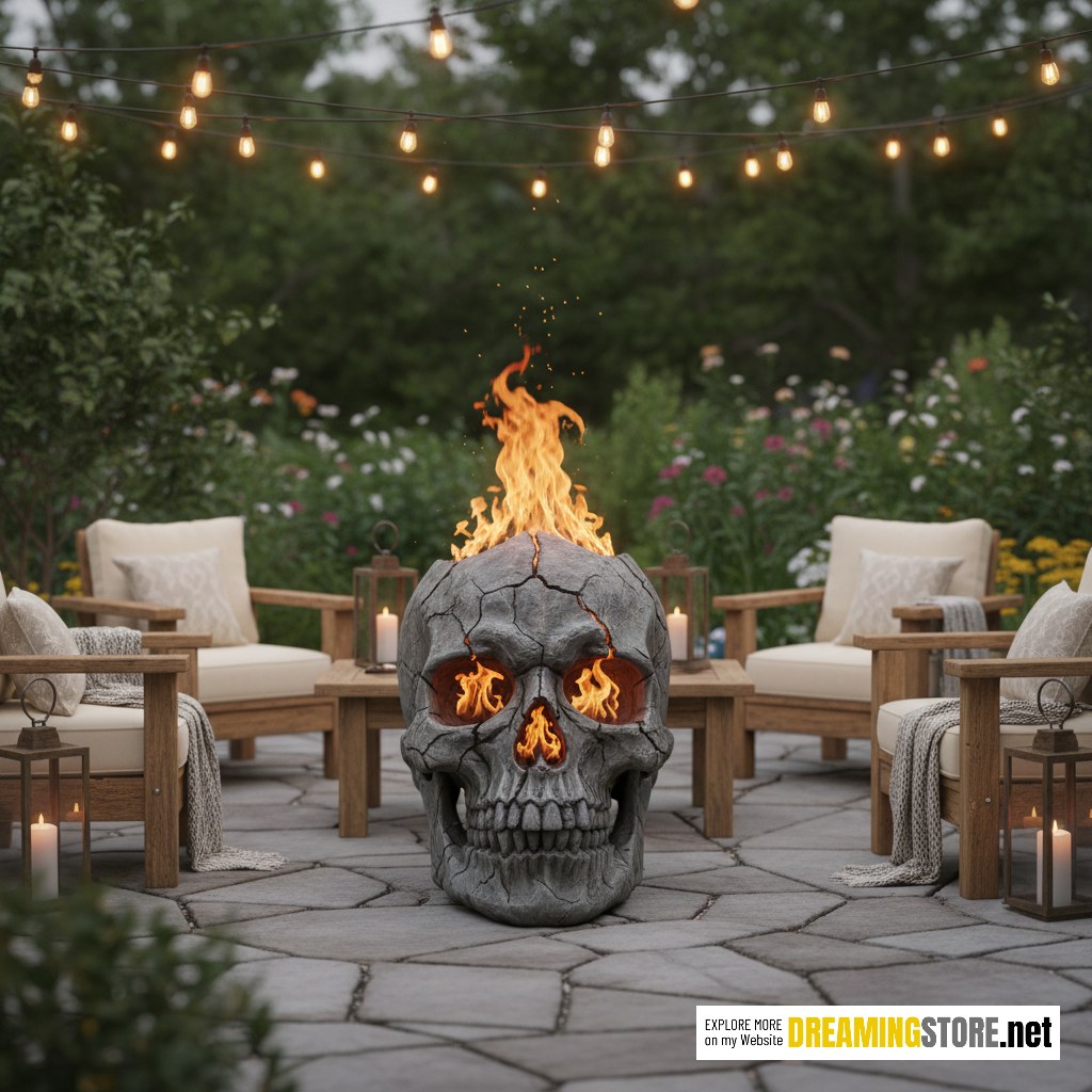 skull-shaped fire pit