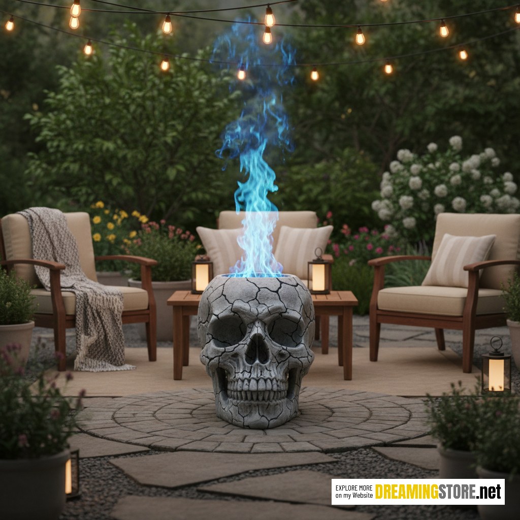 skull-shaped fire pit