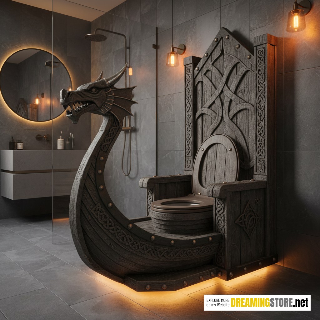 viking ship shaped toilets
