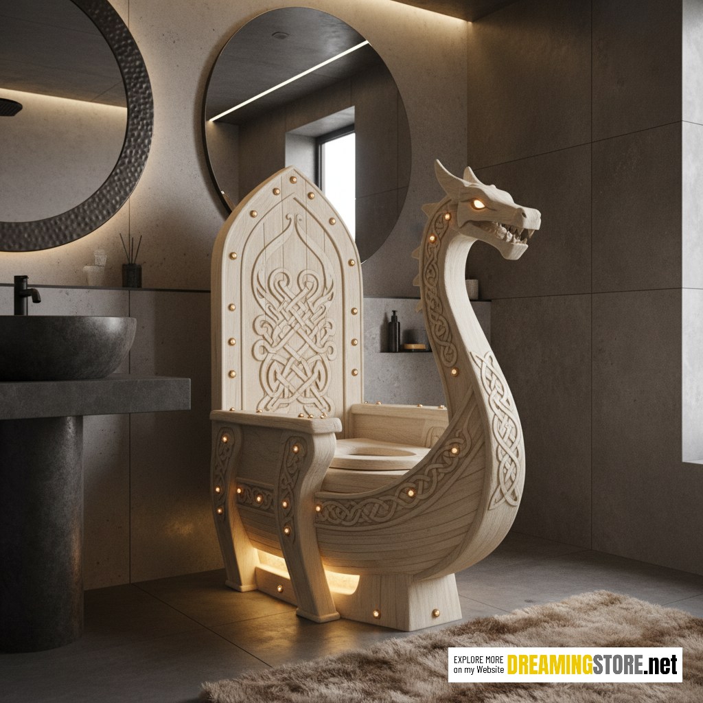 viking ship shaped toilets