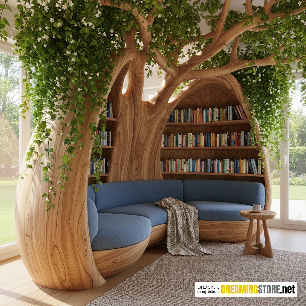 stunning tree reading nook