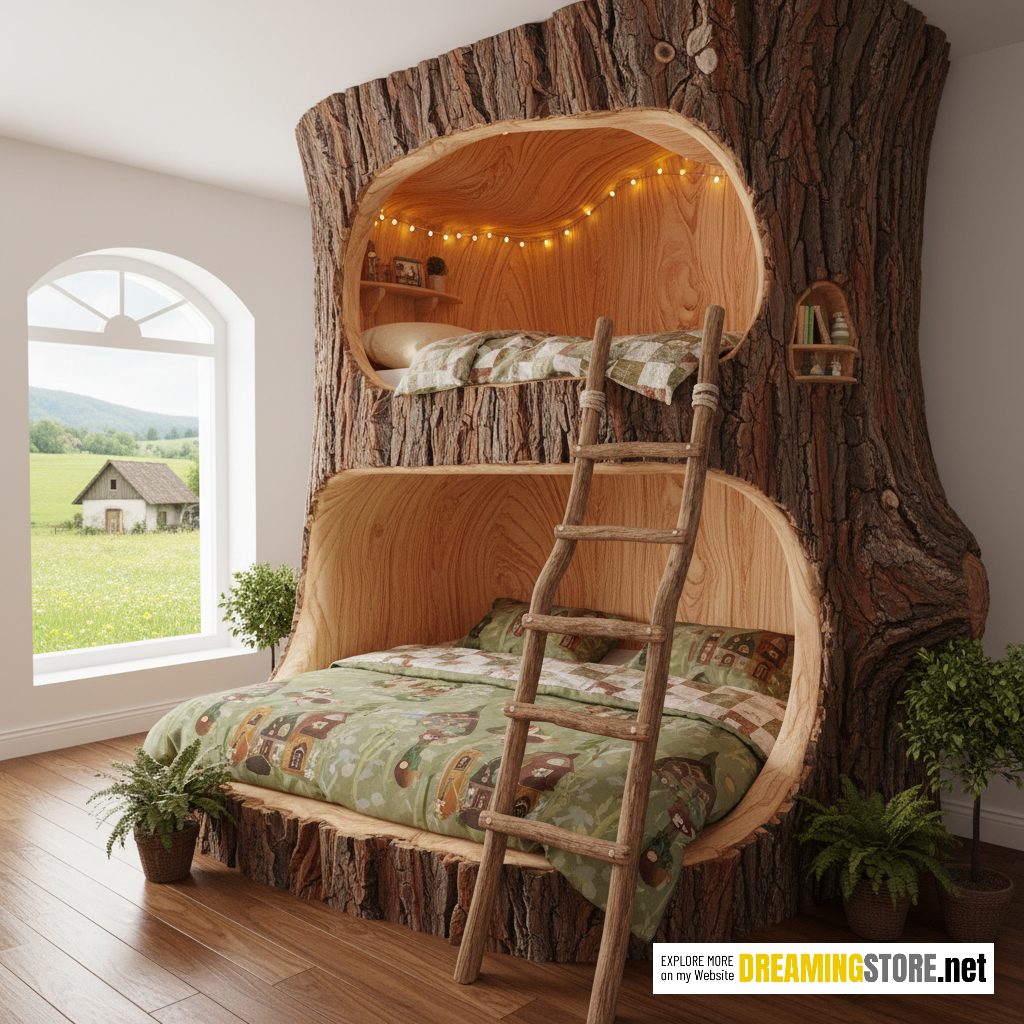 Hollowed Log Bunk Beds