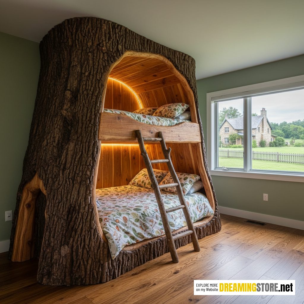Hollowed Log Bunk Beds