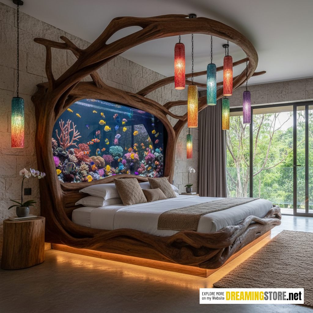 wooden aquarium beds