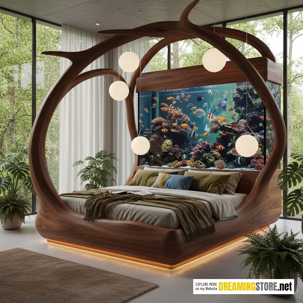 wooden aquarium bed