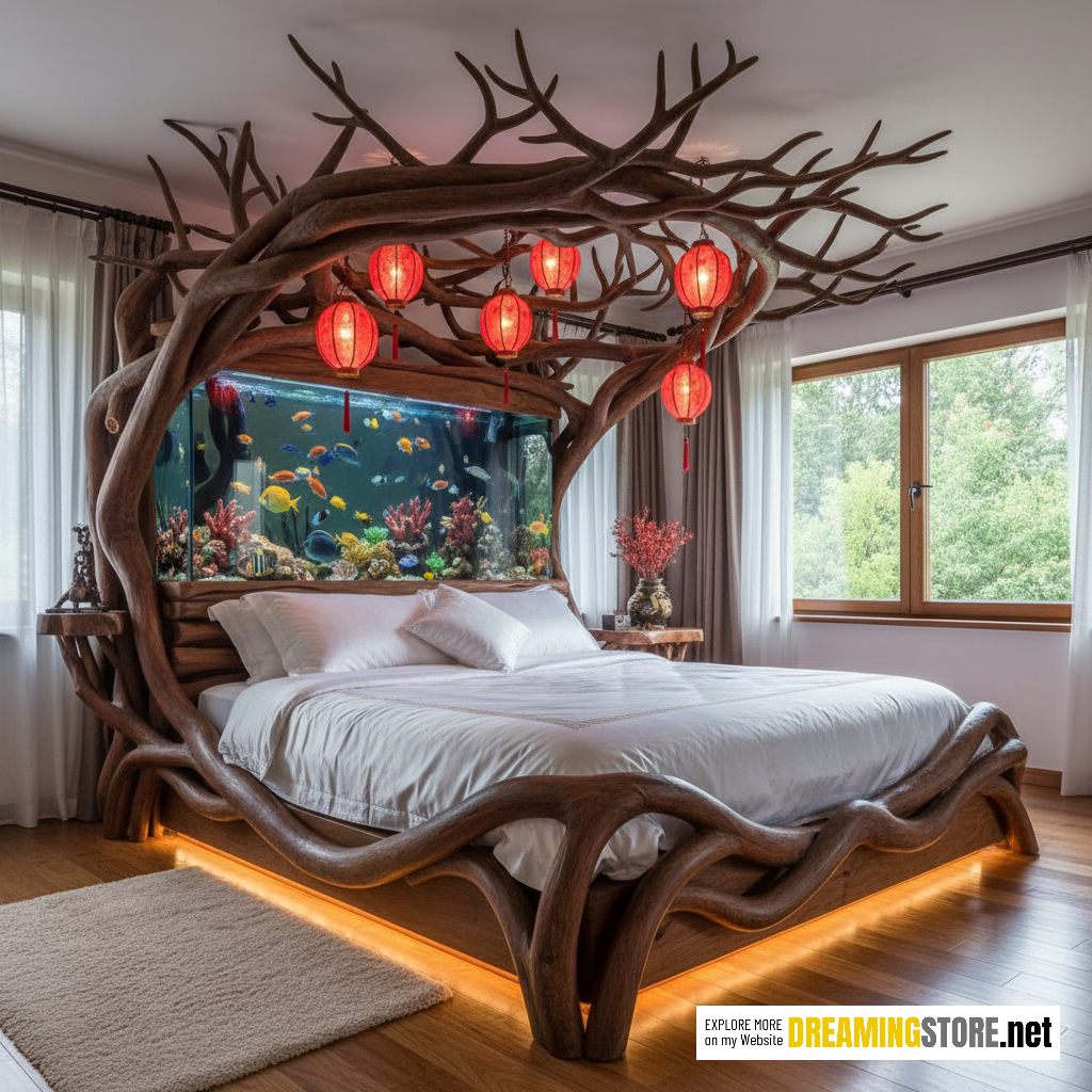 wooden aquarium bed