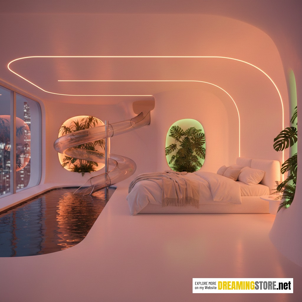 Bedroom with a Waterslide