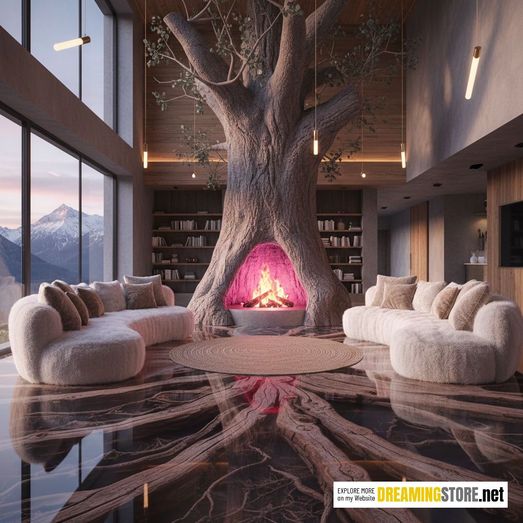 Tree Trunk Fireplace