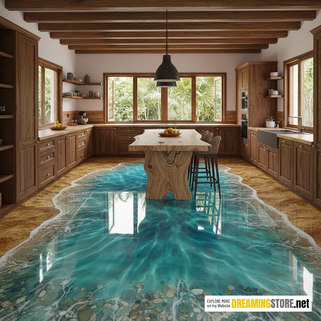 Epoxy Ocean Kitchen Flooring