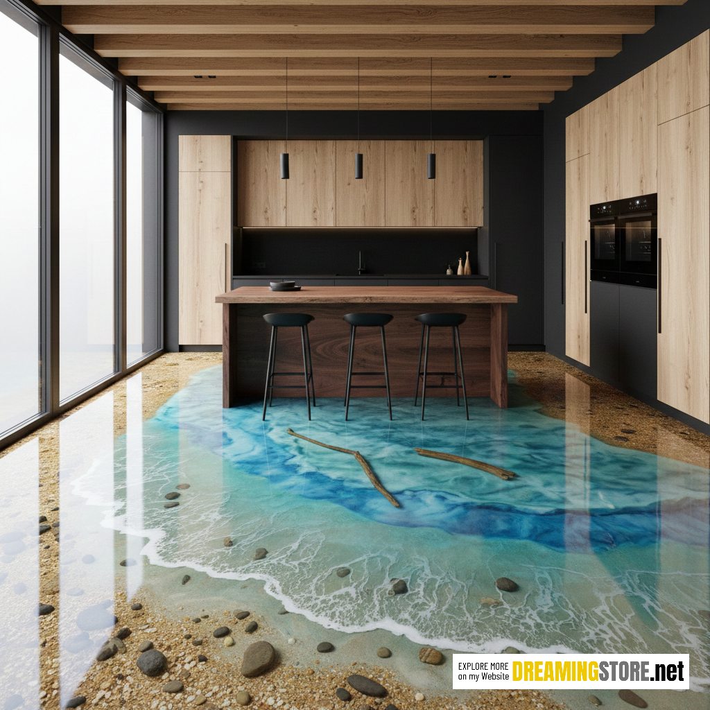 Epoxy Ocean Kitchen Flooring