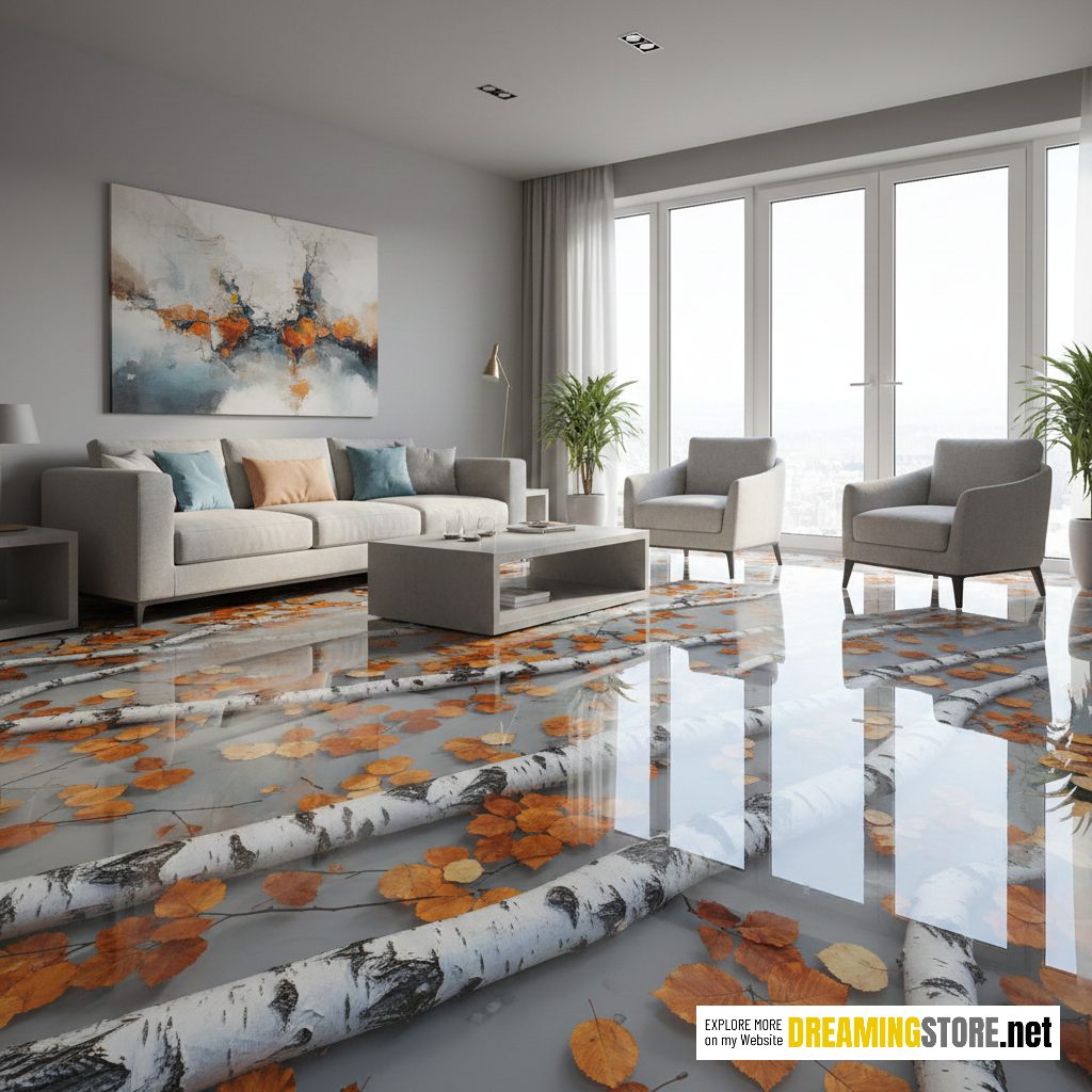 Leaves and Birch Branch Floors