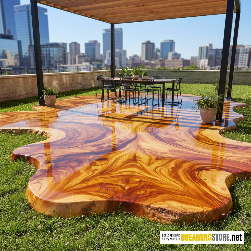 Outdoor Epoxy Wood Slab Flooring