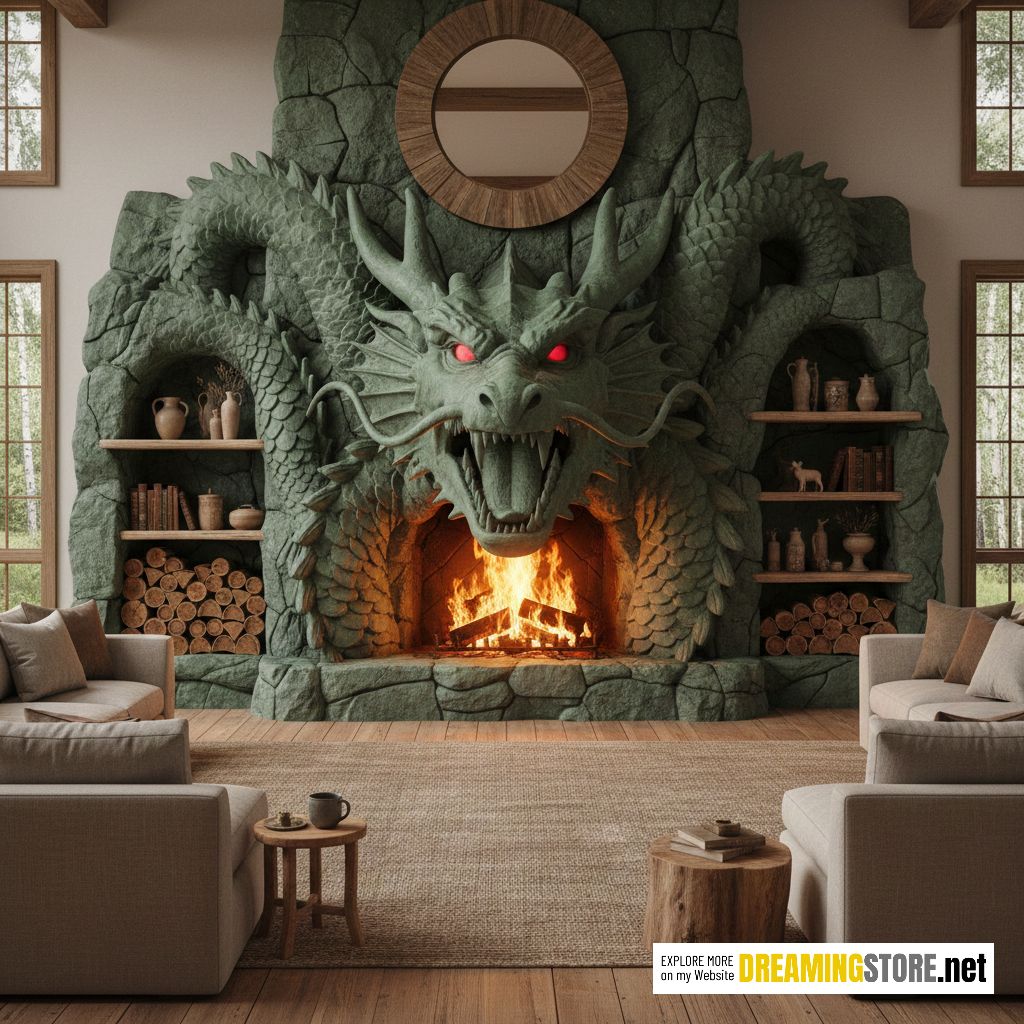 Stone Dragon Fireplace