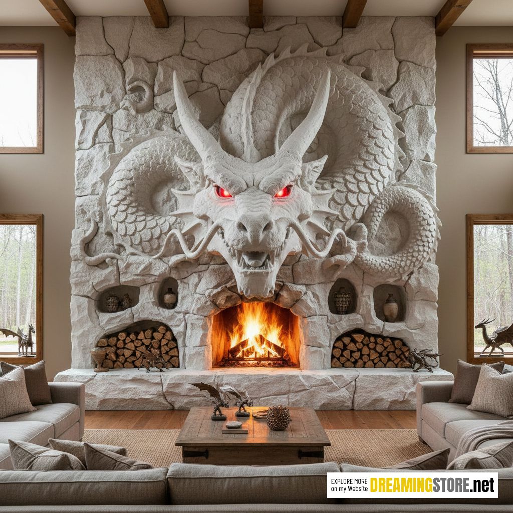 Stone Dragon Fireplace