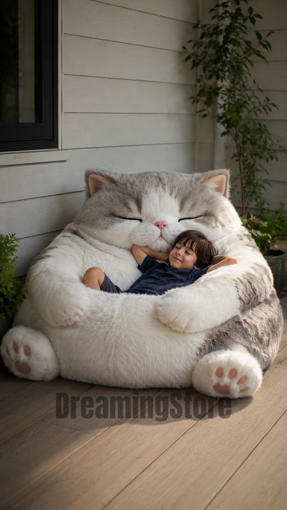 giant cat-shaped bean bags
