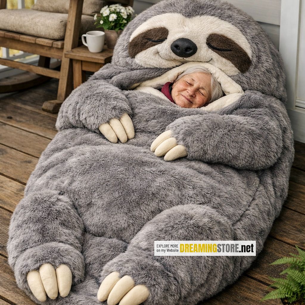 sloth-shaped sleeping bag