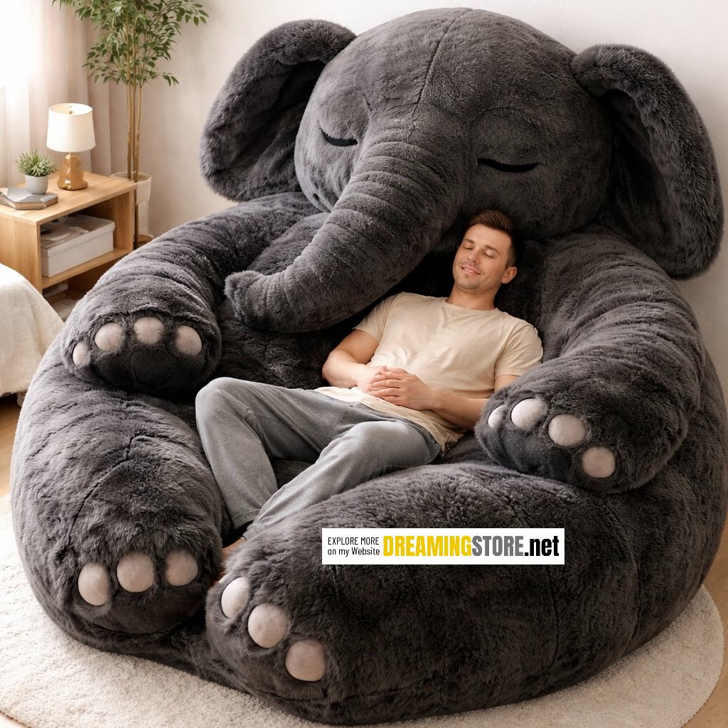 Fluffy Elephant Bean Bags