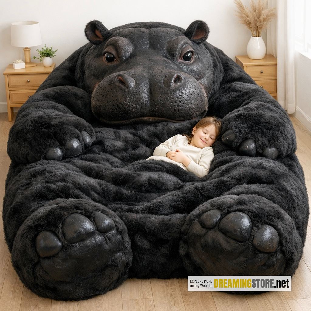 Fluffy Hippo Bed