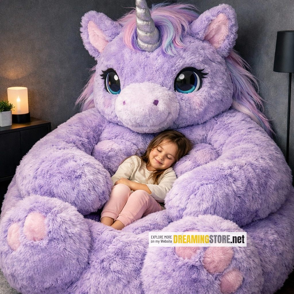 unicorn-shaped bean bag