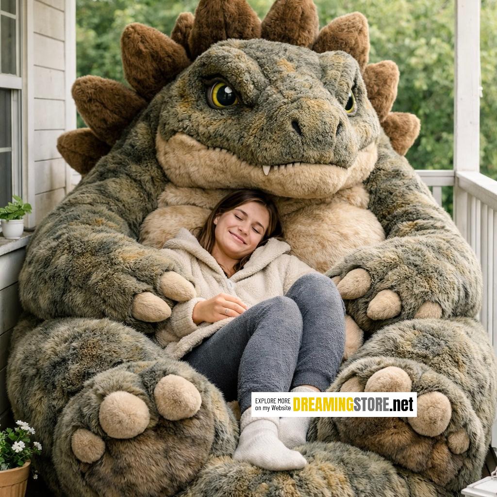 Fluffy Dinosaur Bean Bag