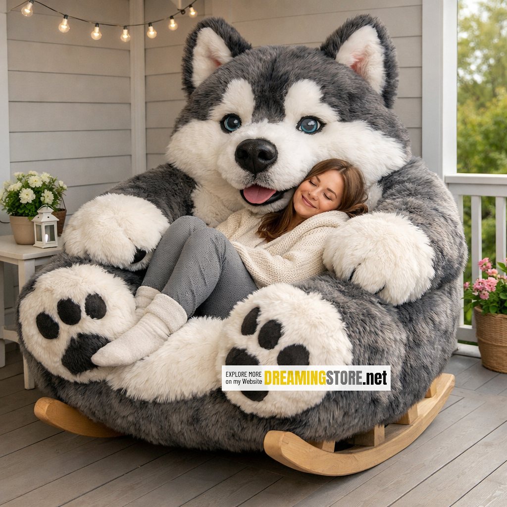 Fluffy Dog Rocking Chair